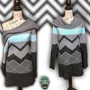 Vintage Y2K Metallic Glitter Cowl Neck Off the Shoulder Oversized Sweater, Large